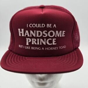 Vintage Handsome Prince Horney Toad Hat Snapback Trucker Cap Mens Burgundy NEW